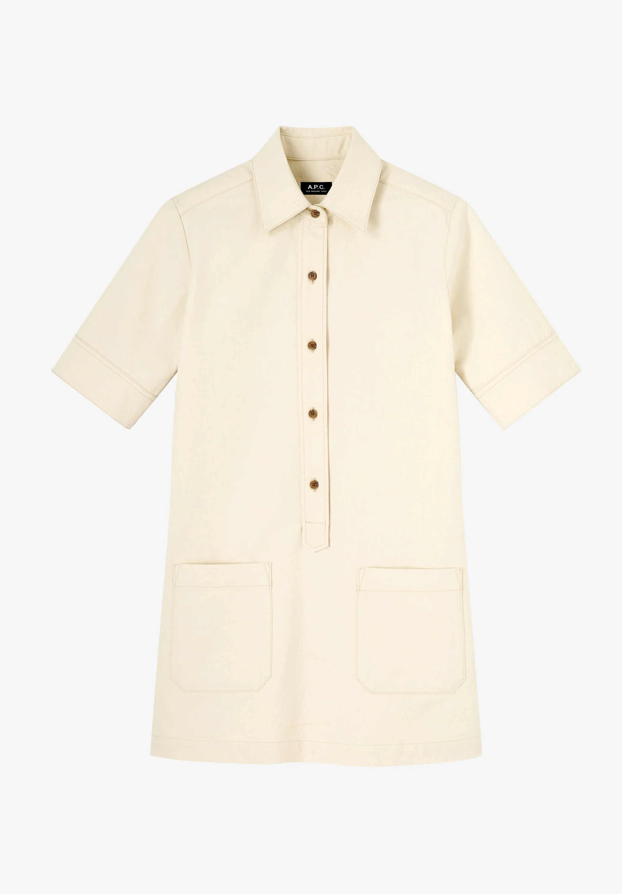 robe courte manches longues - Ecru