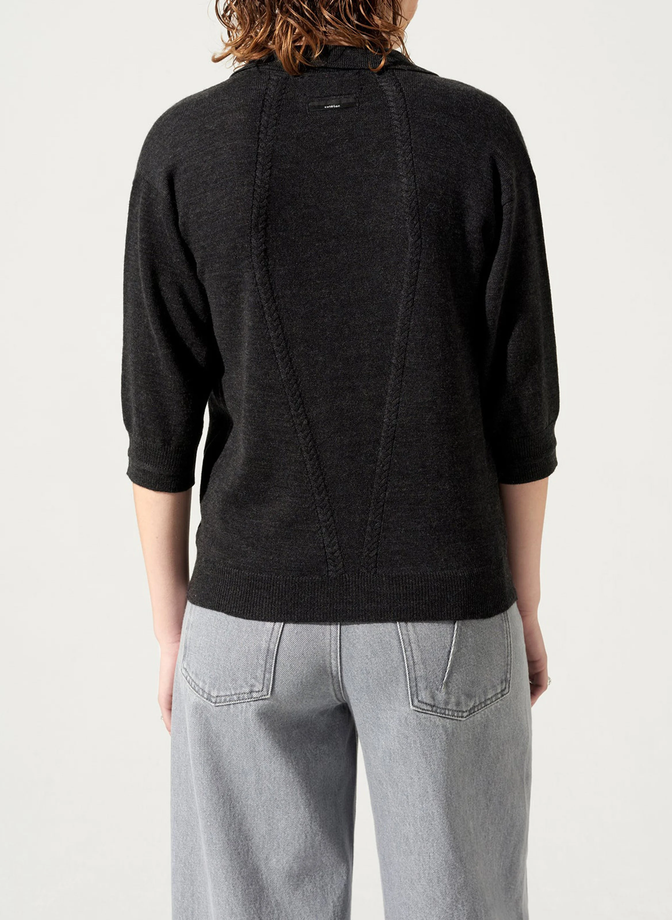 Pull col polo ample en laine | Noir