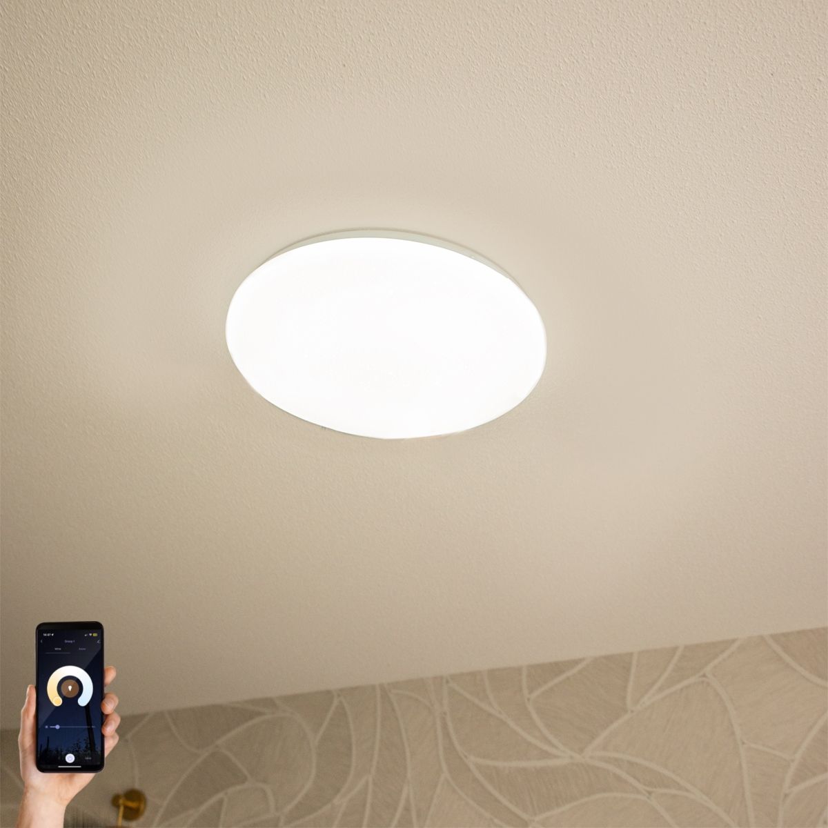 Smart plafondlamp wit 38 cm stereffect incl. LED met afstandsbediening - Extrema