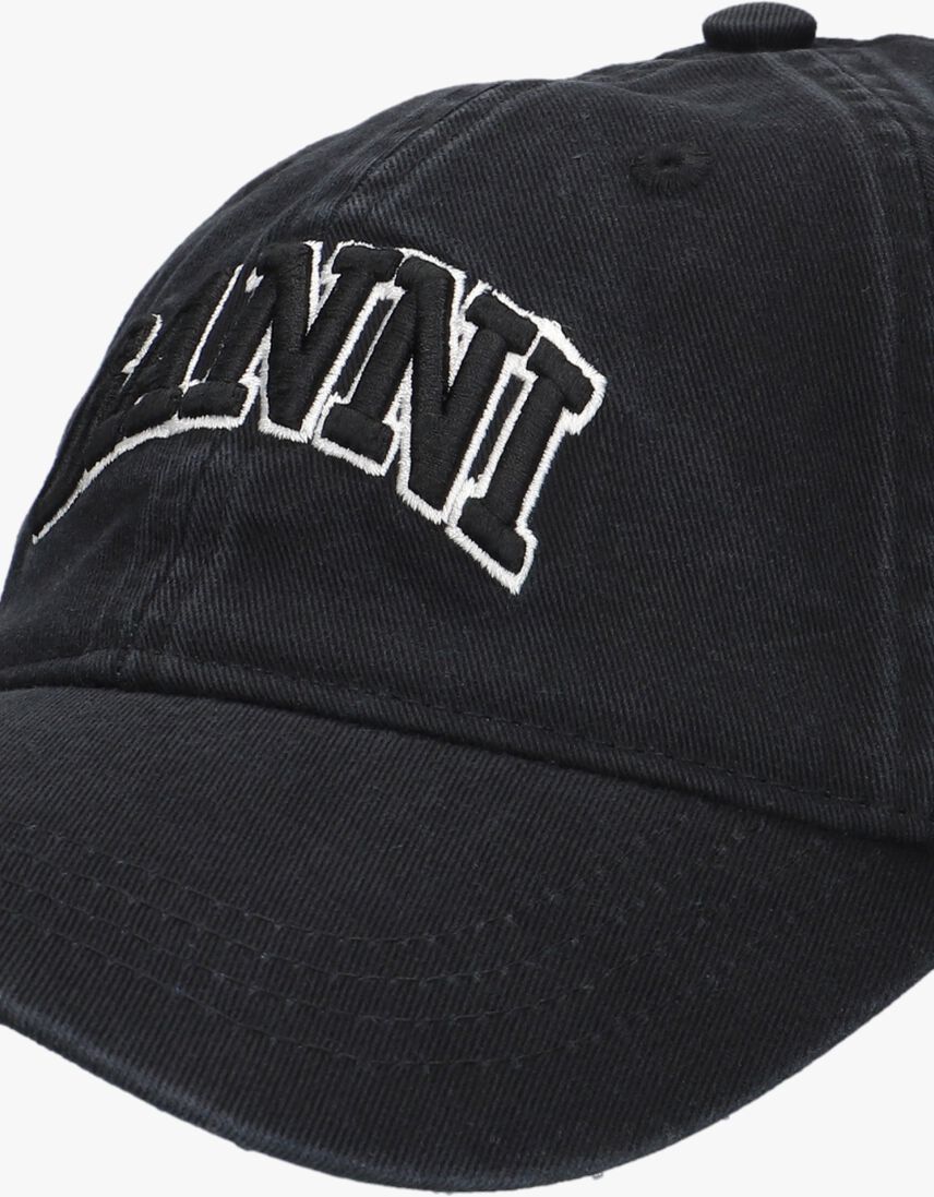 zwarte ganni pet washed cotton canvas cap emb