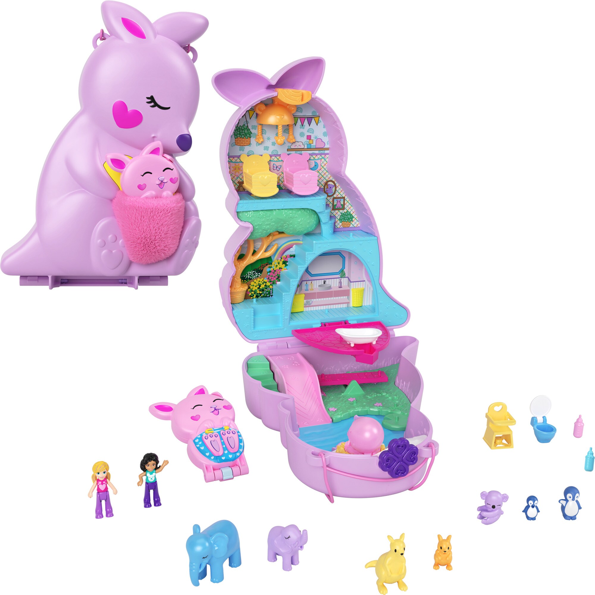 Mattel Spielfigur Polly Pocket Mama & Joey Kangaroo Tasche