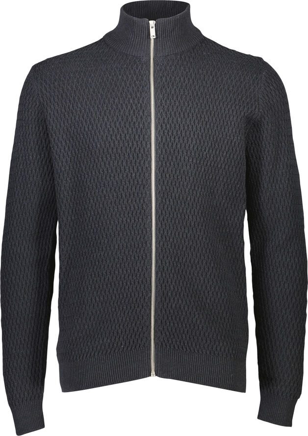 Lindbergh Zip through structure cardigan Dk navy mel