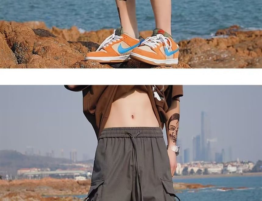 Capbrew - Mid Rise Plain Cargo Shorts