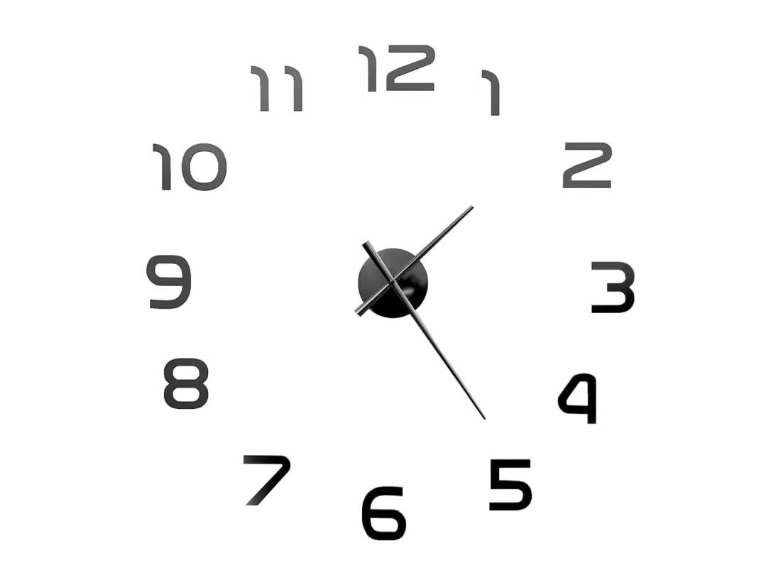 Horloge murale 3D Design moderne 100 cm XXL Noir