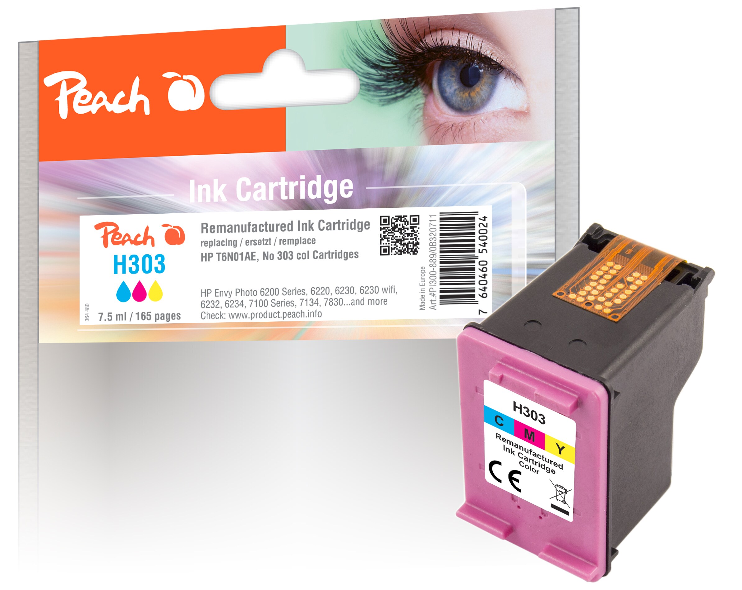 Peach HP 303 C Druckkopf col ersetzt HP No. 303 C, T6N01AE für z.B. HP Envy Photo 6220, HP Envy Photo 6230, HP Envy Photo 7830, HP Envy Inspire 7200 (wiederaufbereitet)