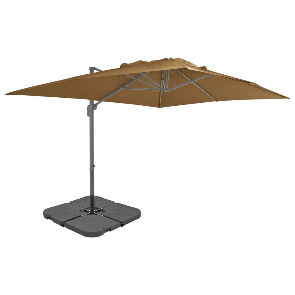 Parasol mobilier de jardin avec base portable 4 x 3 m taupe