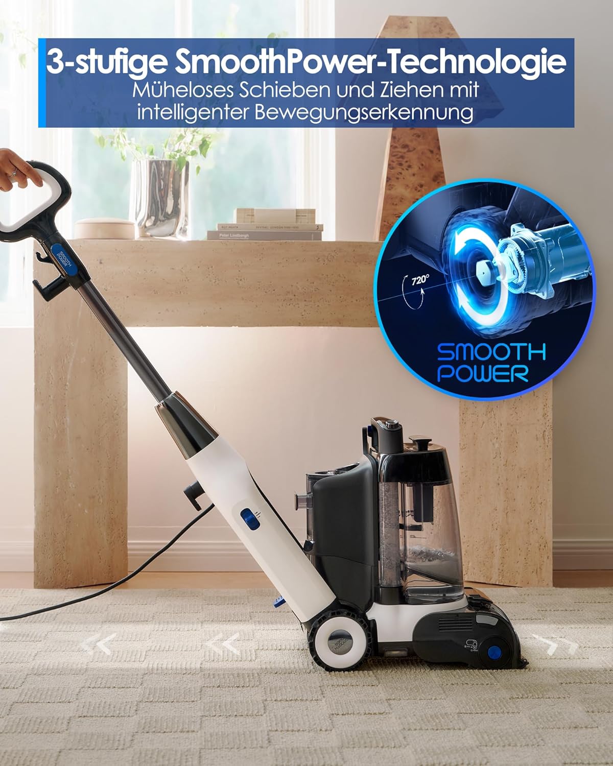 Tineco CARPET ONE Cruiser Teppichreiniger Nasssauger, Smartes Polsterreiniger Waschsauger mit 3-Stufen SmoothPower, DualCore Trocknung, FlashDry Selbstreinigung, iLoop Sensor