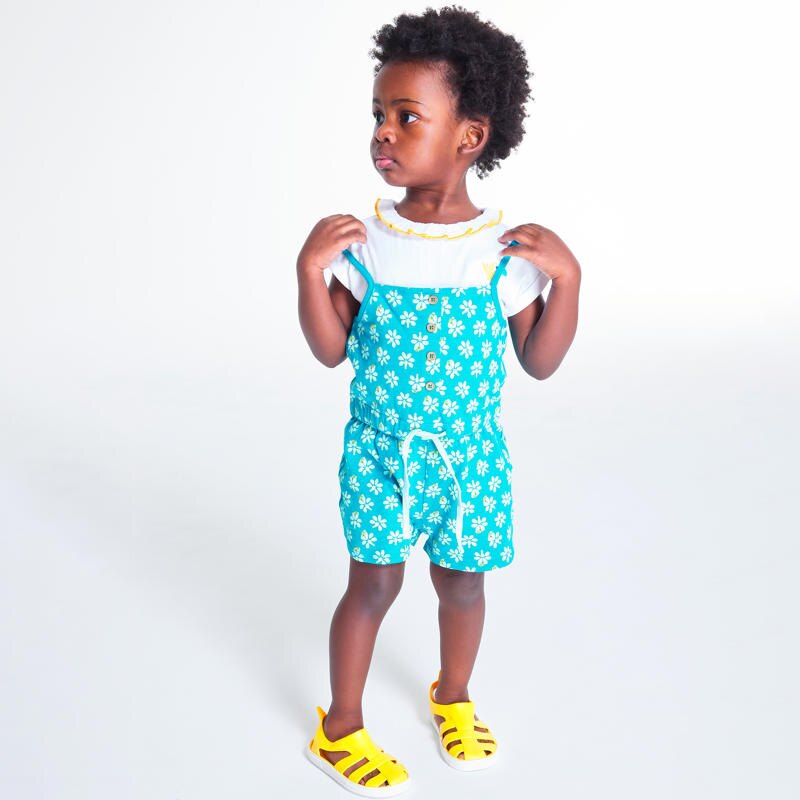 Combi courte à bretelles bleu bébé fille Bleu