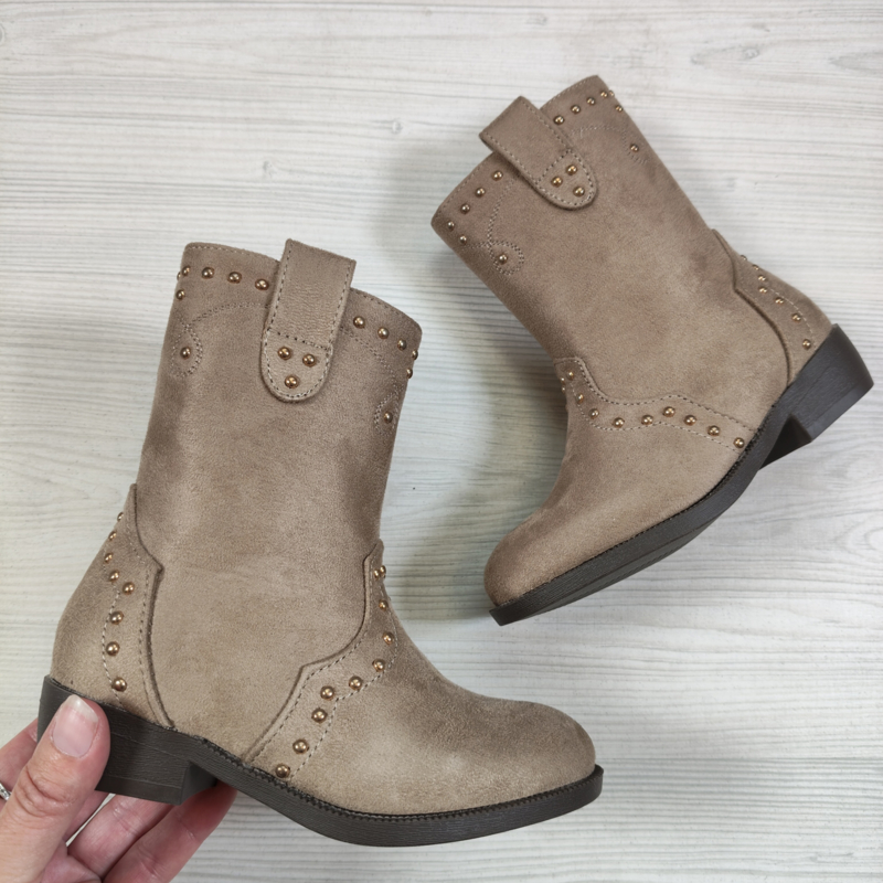 Studded cowboy boots - Taupe