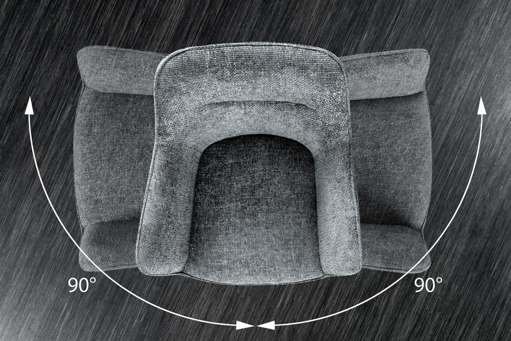 Riess Ambiente Drehbarer Stuhl Verona grau Strukturstoff mit Armlehne Metallbeine schwarz Esszimmerstuhl Küchenstuhl