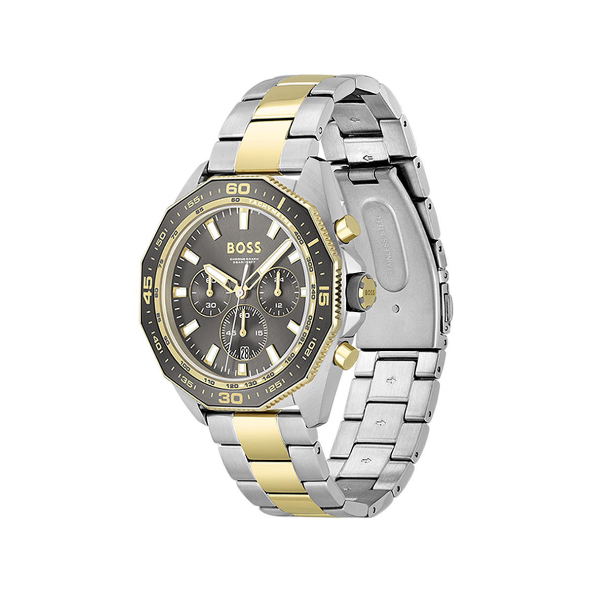 Montre BOSS Energy homme bracelet acier bicolore doré jaune