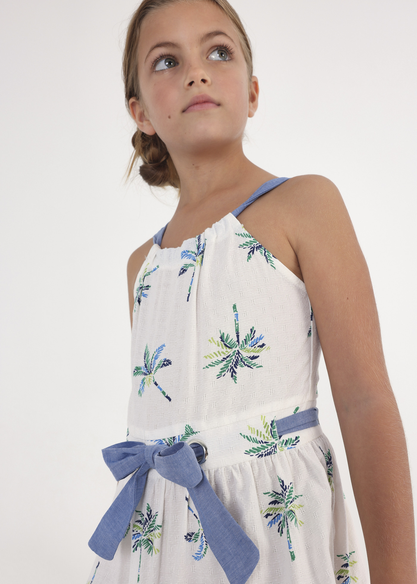 Vestido de algodão estampado para meninas