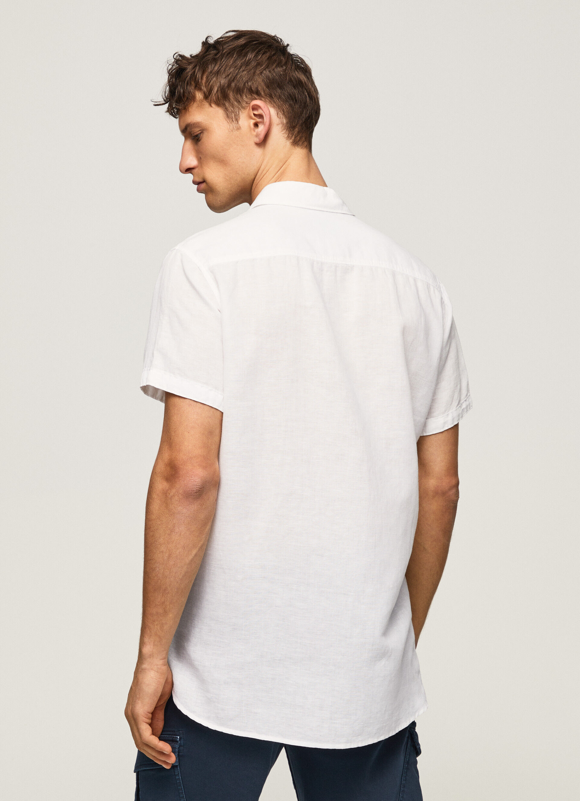 Camisa de linho de manga curta Parker - branca