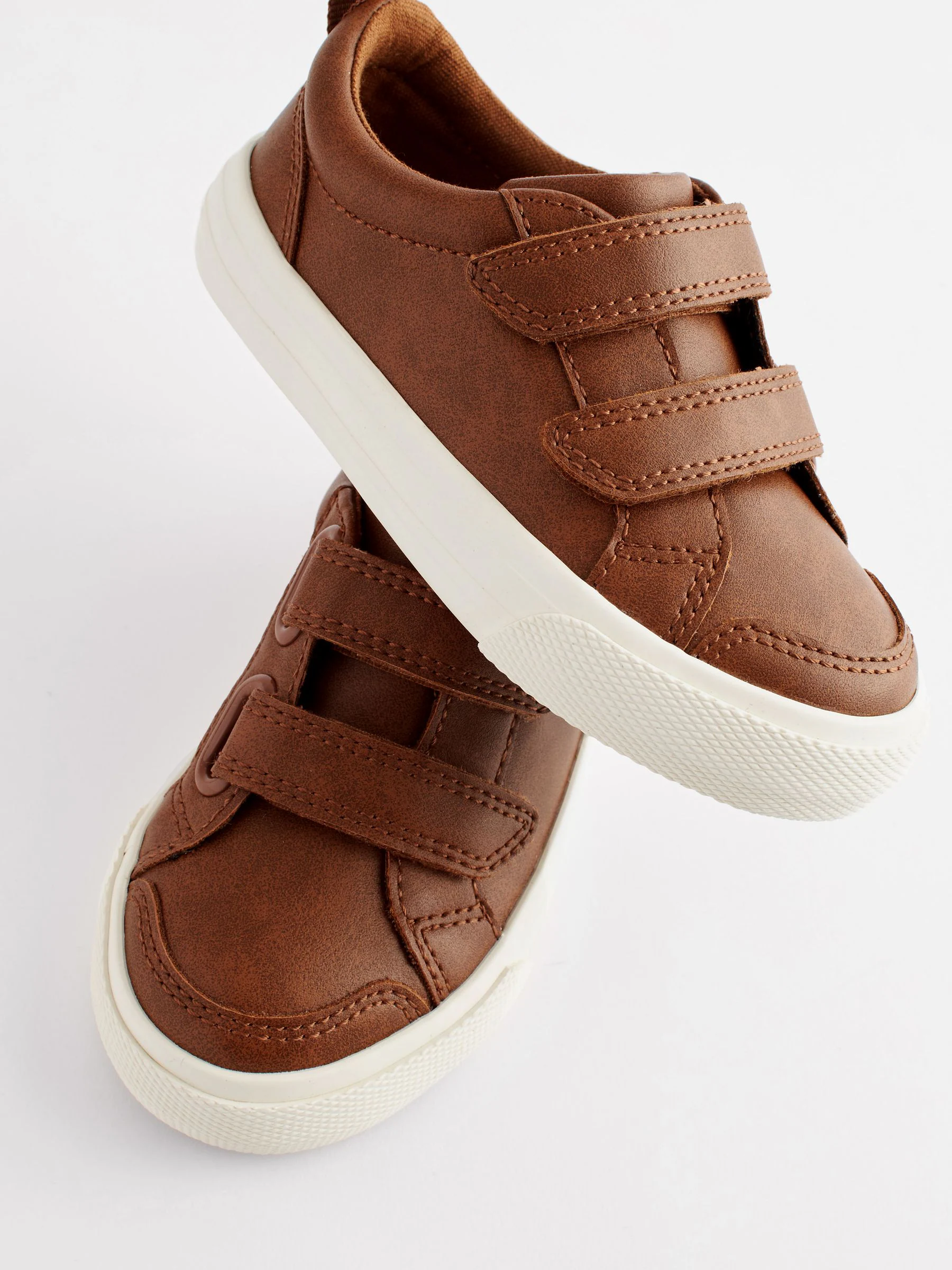 Lichtbruin - Sneakers met twee klittenbandjes