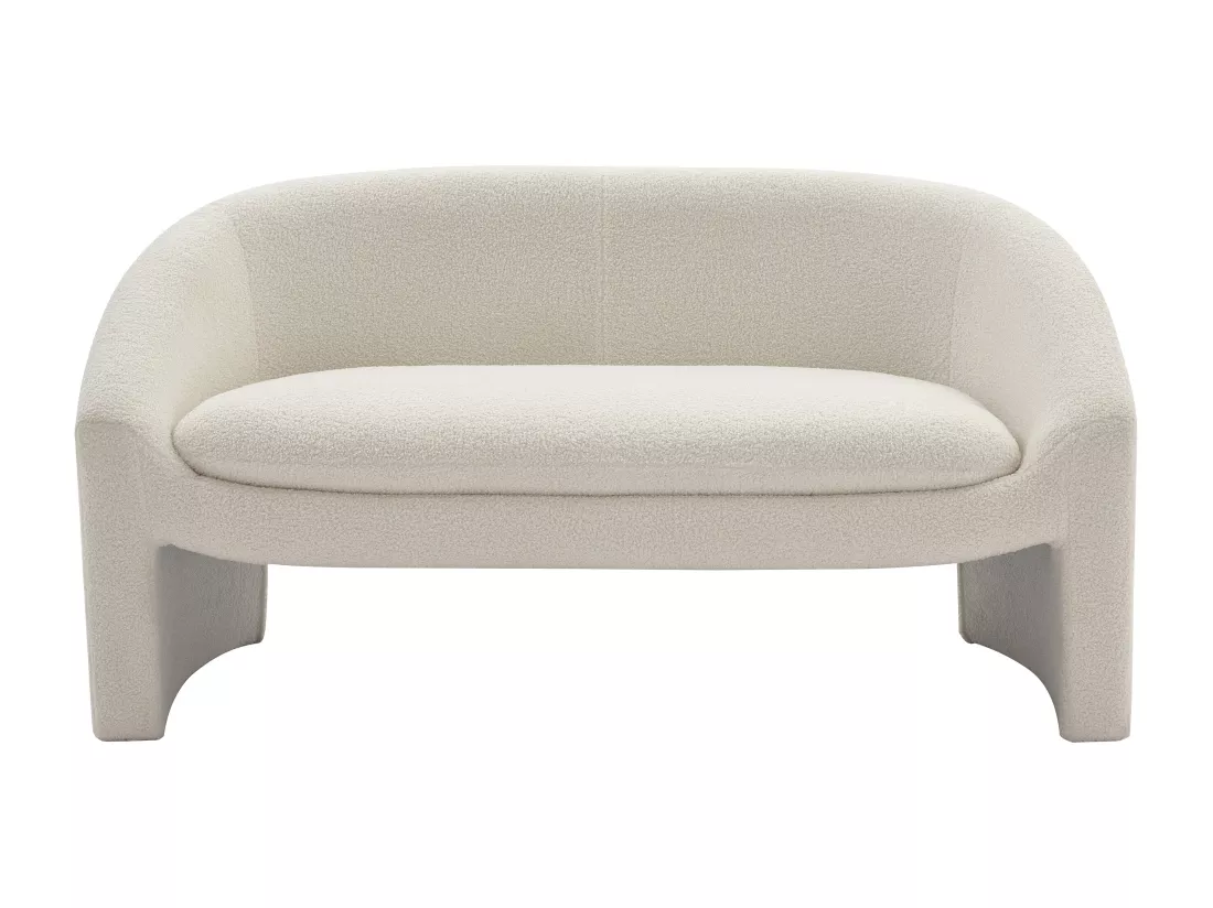 Canapé 2 places en tissu bouclette blanc OSSANA