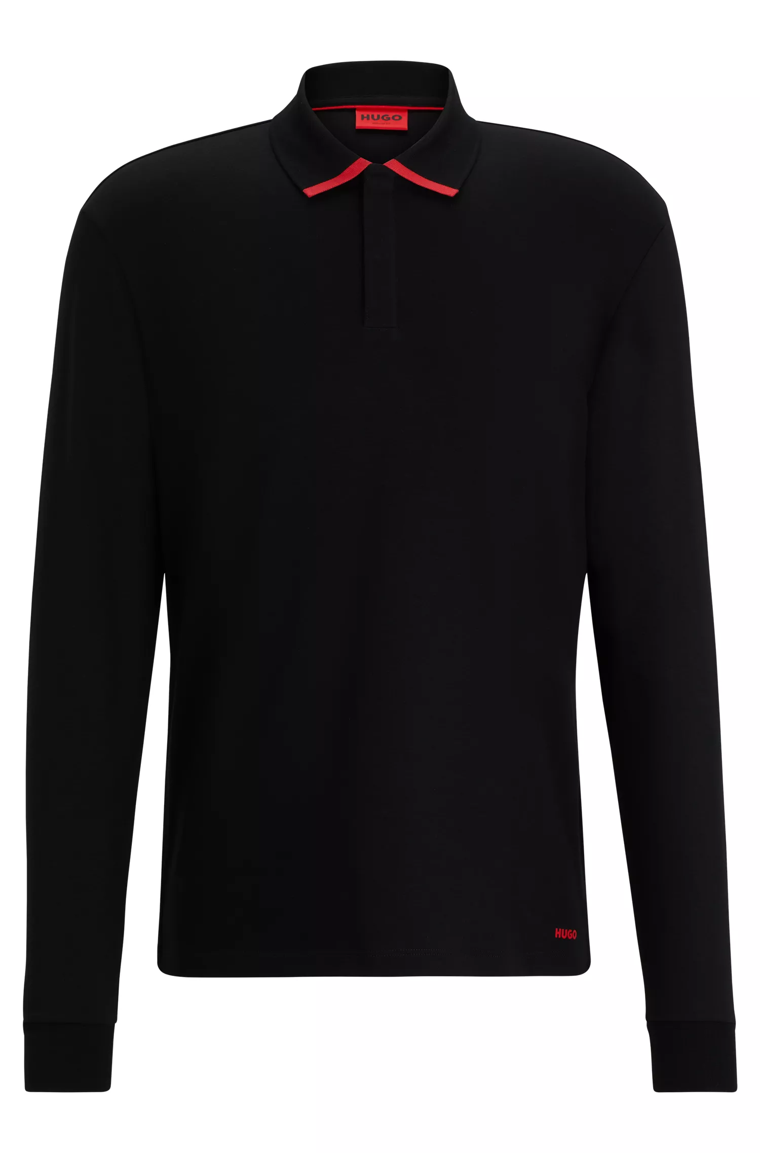 Camisa polo HUGO vermelha em malha de algodão com gola debruada