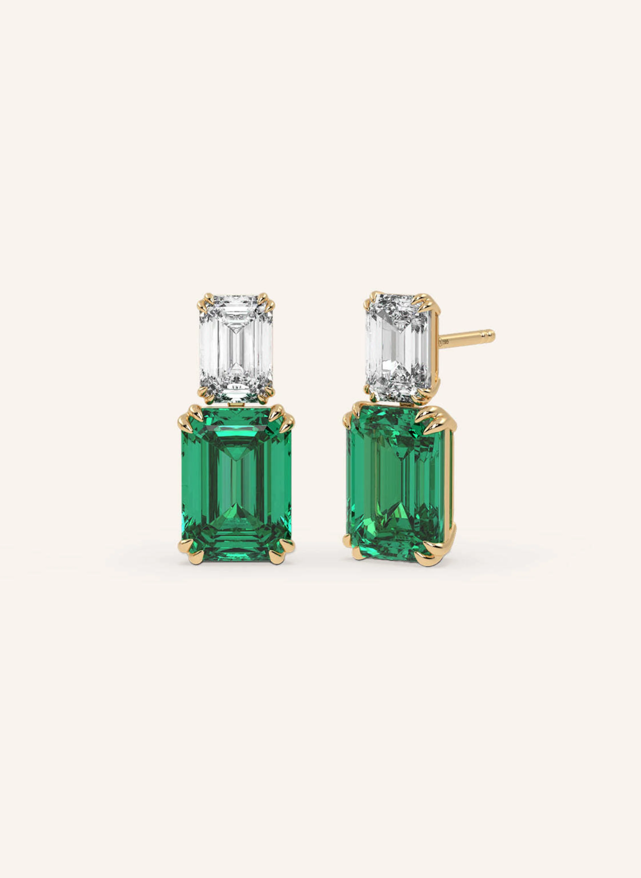 VEYNOU Ohrringe BEYOND EDEN aus 14 Karat Gelbgold und 4ct. lab-grown Smaragden und 2,0ct. Diamanten