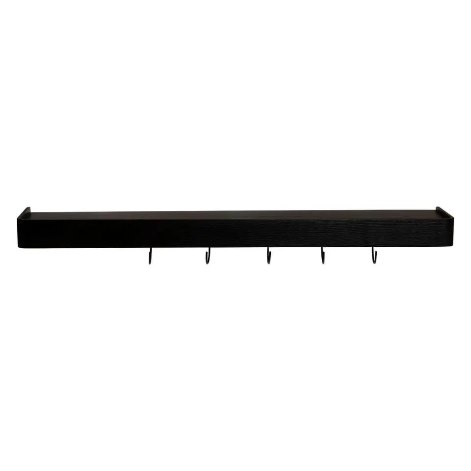Hioshop Protopia Dan-Form wandplank met haken 9 haken fineer essen zwart