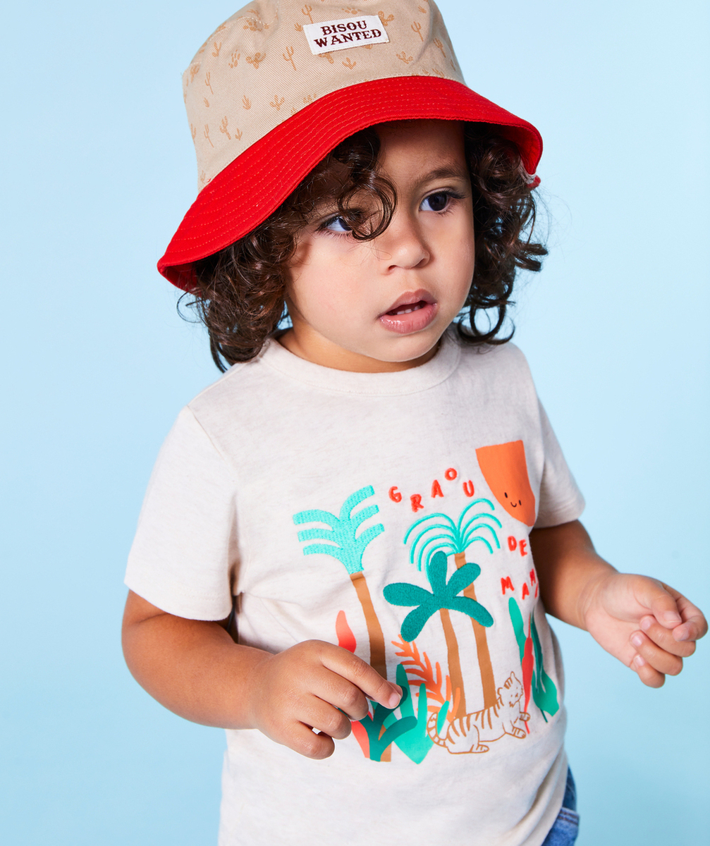 t-shirt manches courtes bébé garçon en coton bio motif thème tigre