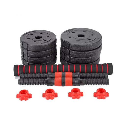 Conjunto de halteres 2 em 1 com barra ajustável - Peso total de 10 kg