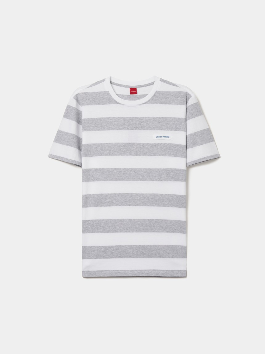 T-shirt de algodão às riscas