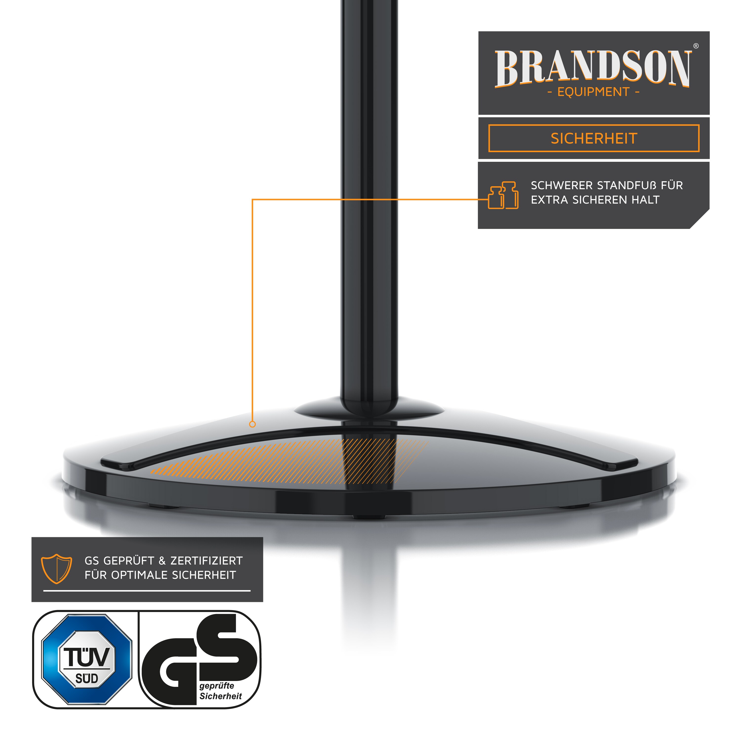 Brandson Standventilator 45,5cm Ø, DC, leise, Fernbedienung, energiesparend, Oszillation, 25 Stufen, schwarz
