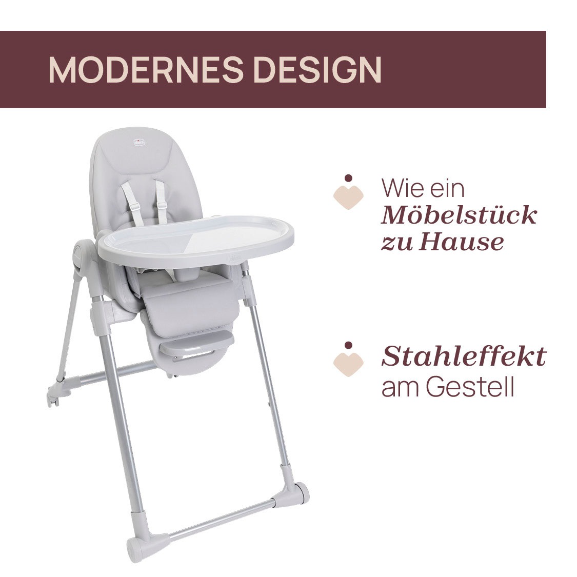 Chicco Hochstuhl »Polly Armonia Steel« () mit Essbrett