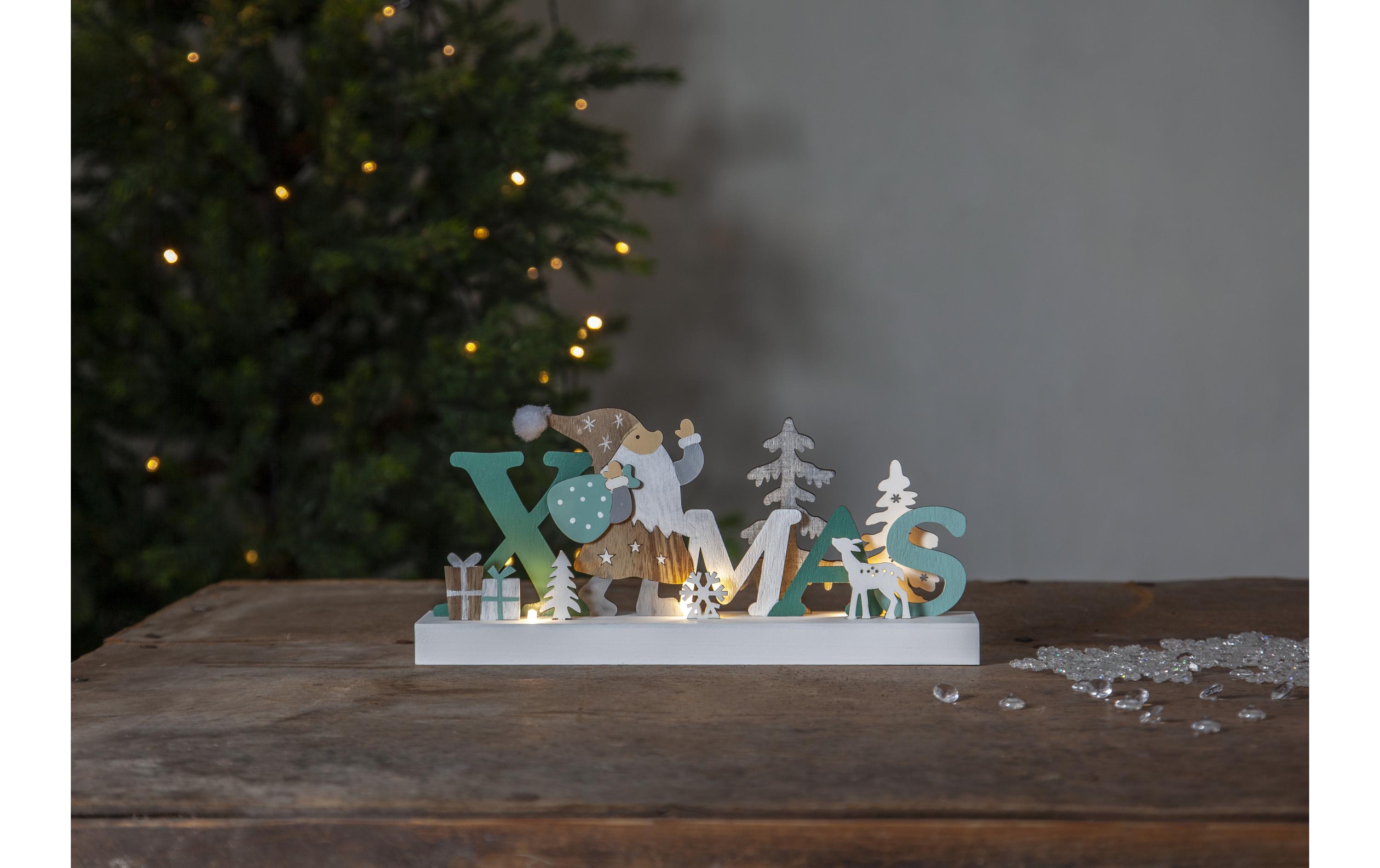 Kerzenständer Reinbek Xmas 30 cm, HolzBeleuchteter Weihnachtsschriftzug