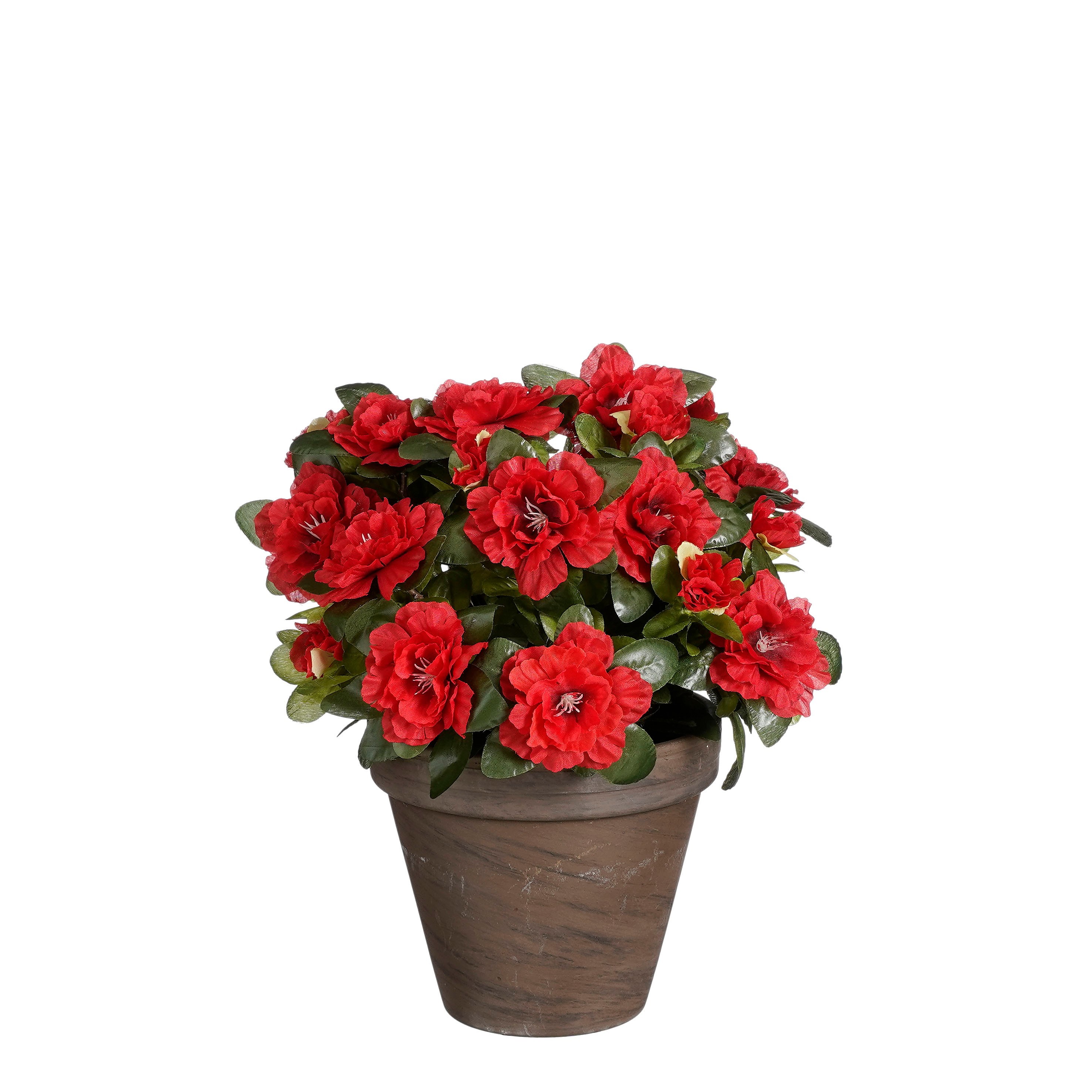 Mica decorations - azalée artificielle rouge en pot h31