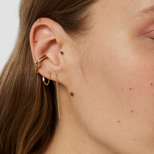Kit de piercings TOUS St. Tropez em aço com revestimento em ouro IP e pedras preciosas.