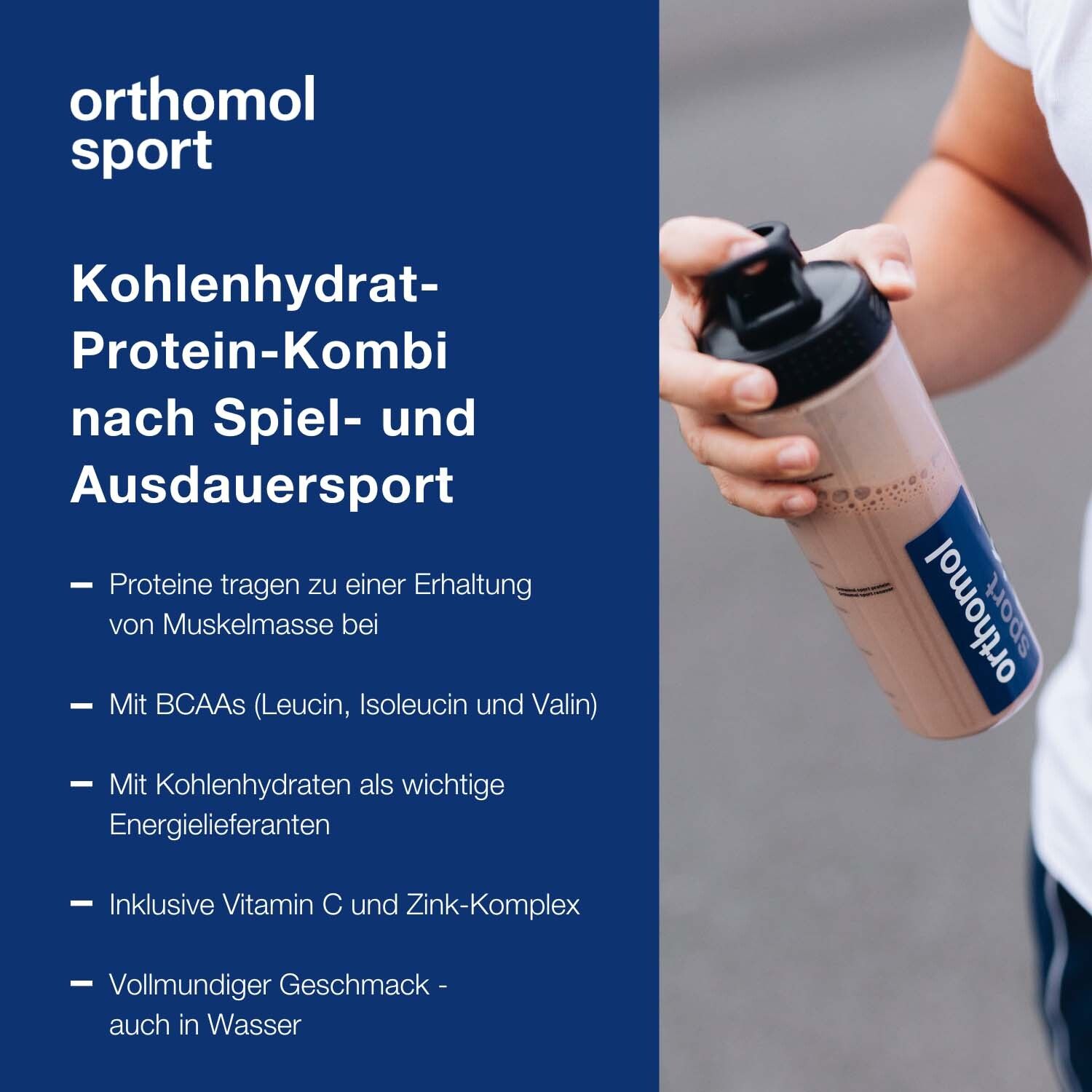 Orthomol Sport recover - Regeneration nach dem Ausdauersport - Eiweißpulver mit BCAA und Zink - Schokoladen-Geschmack - Pulver
