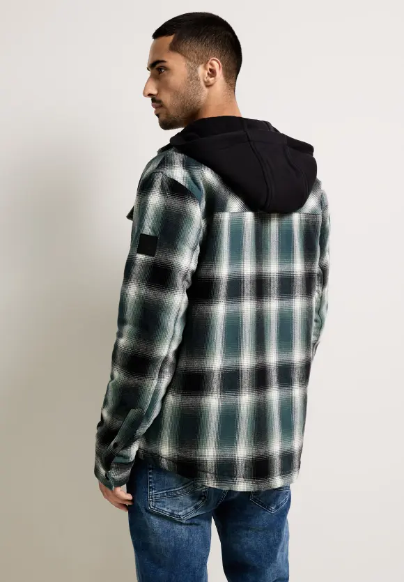 Padded Overshirt mit Kapuze - dark forest green