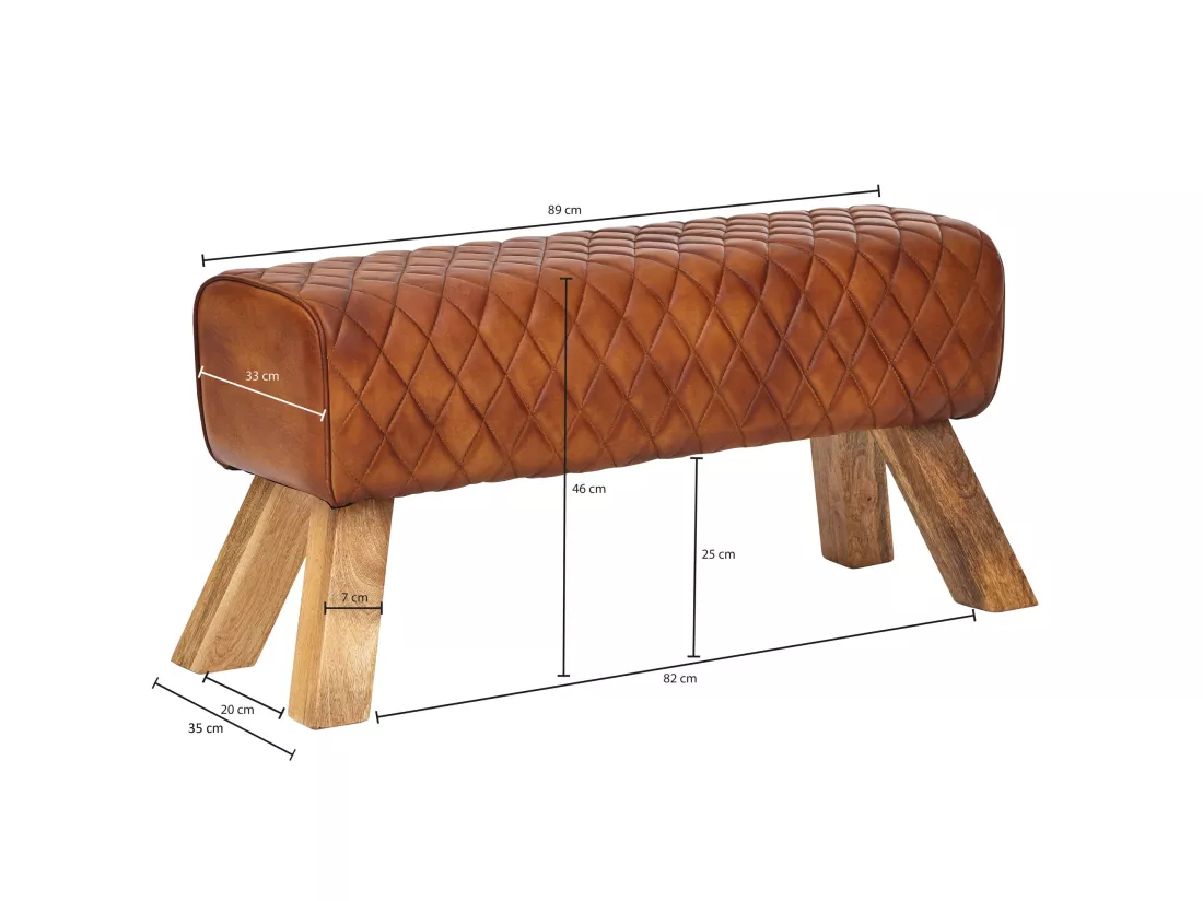 banc en cuir véritable / bois massif 89 cm Springbok Hall bench Banc en cuir