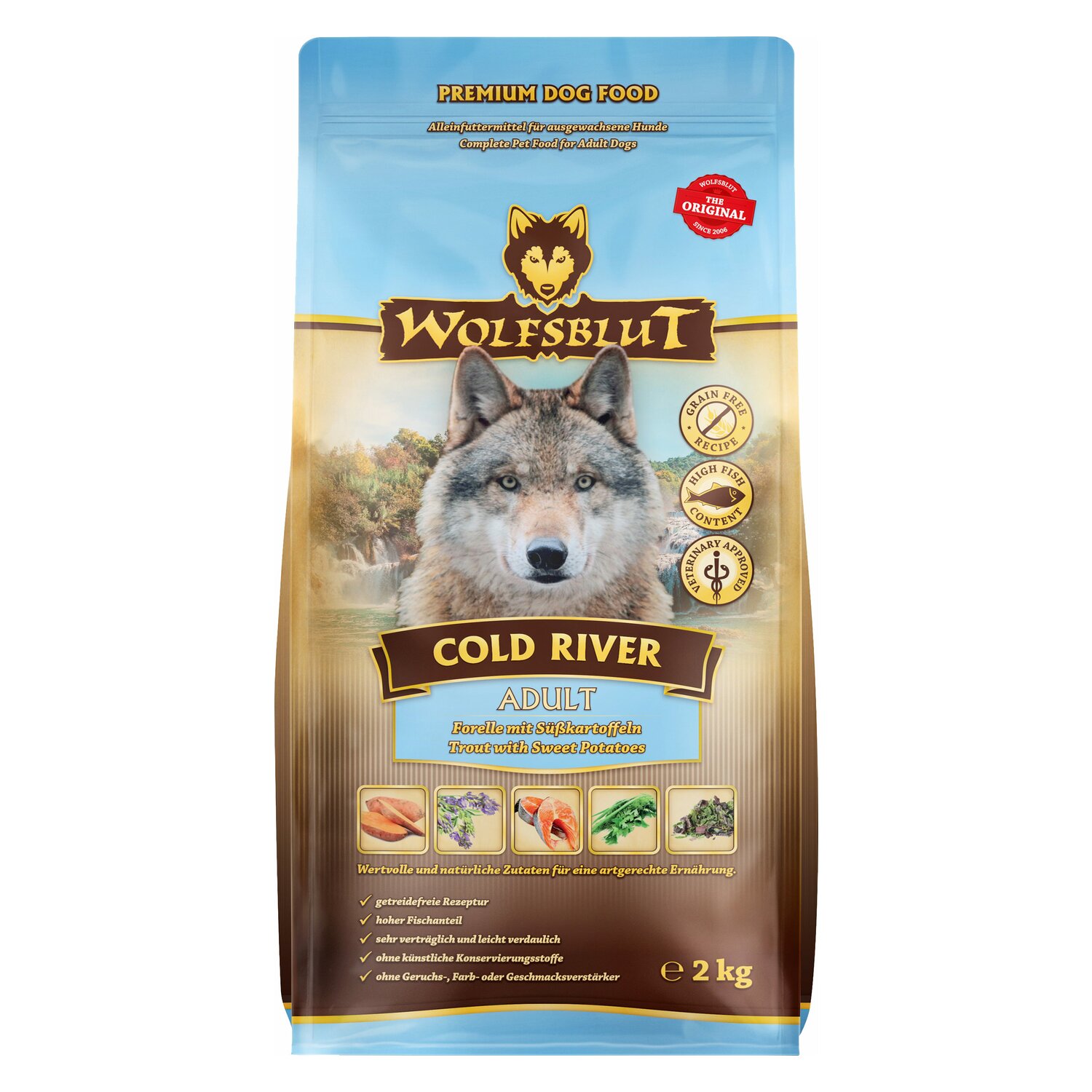 WOLFSBLUT Trockenfutter Adult Cold River - 12.5kg - Forelle