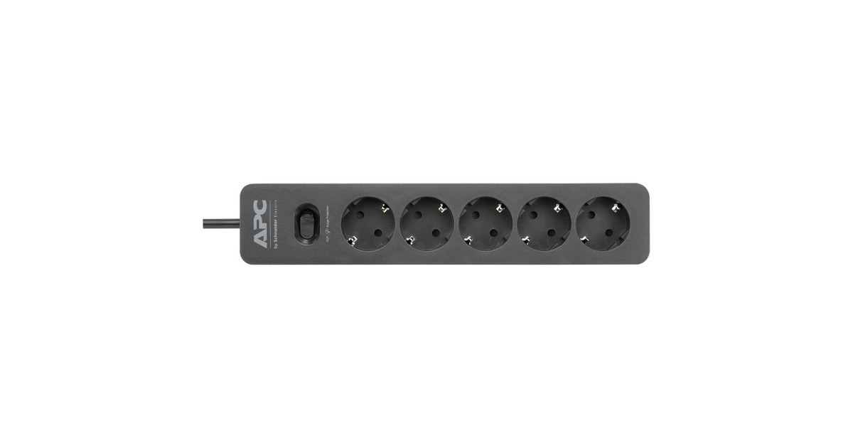 APCPME5B-GR stekkerdoos met overspanningsbeveiliging stekkerdoos  (Zwart, 5x stopcontact)