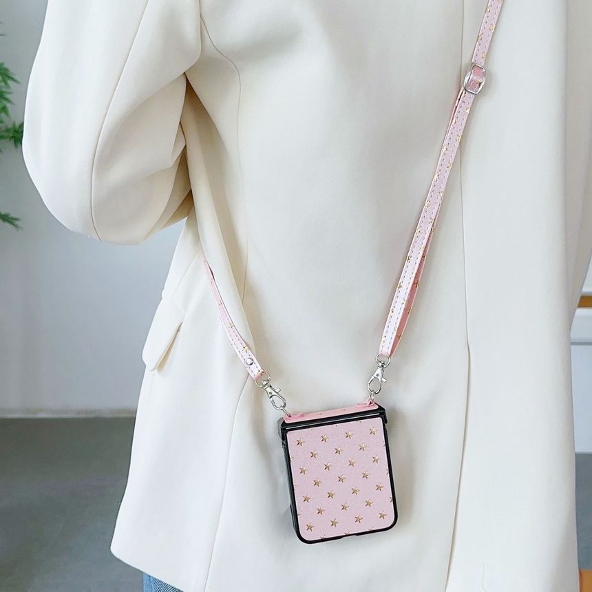 Edgin - Mobiele telefoonhoesje met sterrenpatroon en crossbody-koord - Samsung Galaxy Z Flip 3 / Flip 4 / Flip 5