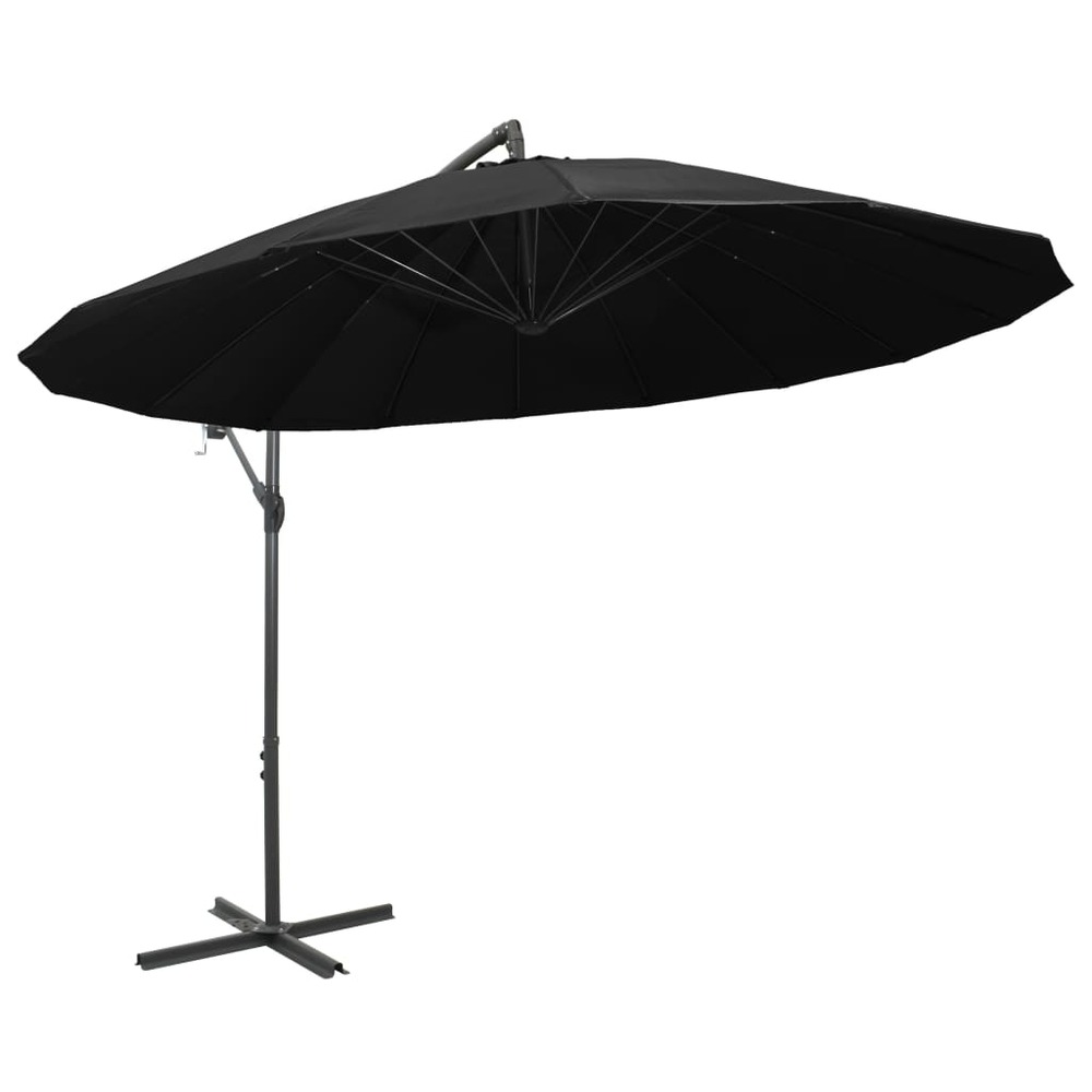 Parasol d'extérieur suspendu 3 m mât en aluminium noir