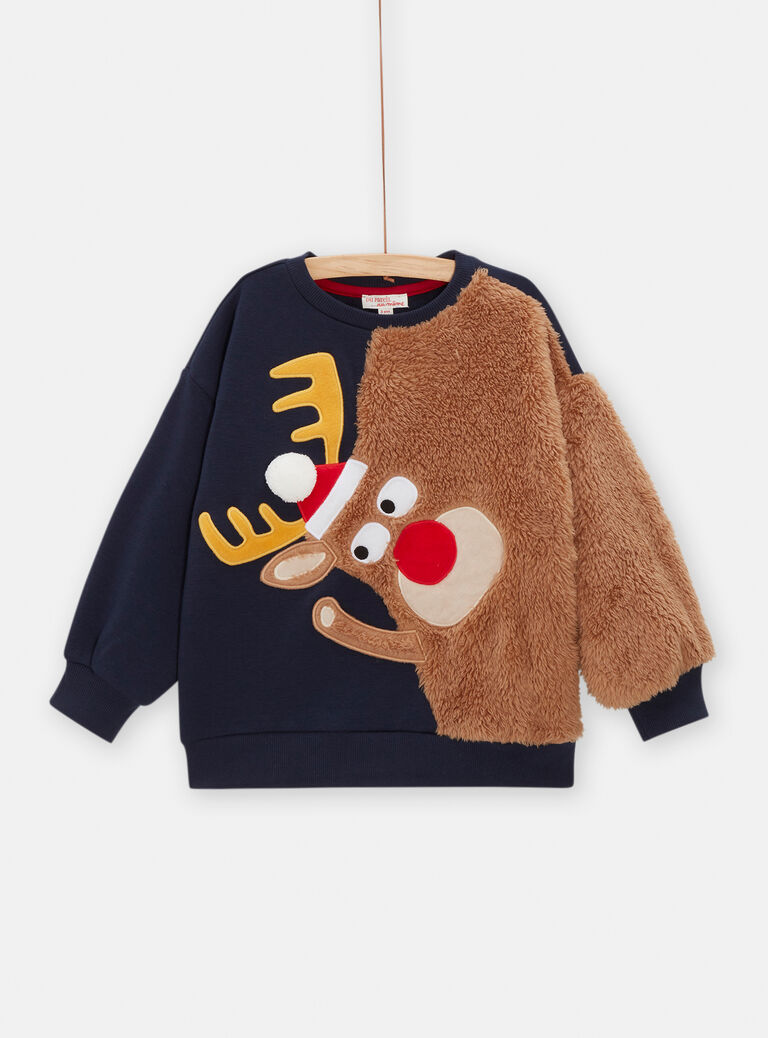 Sweat bleu nuit à motif cerf pour garçon