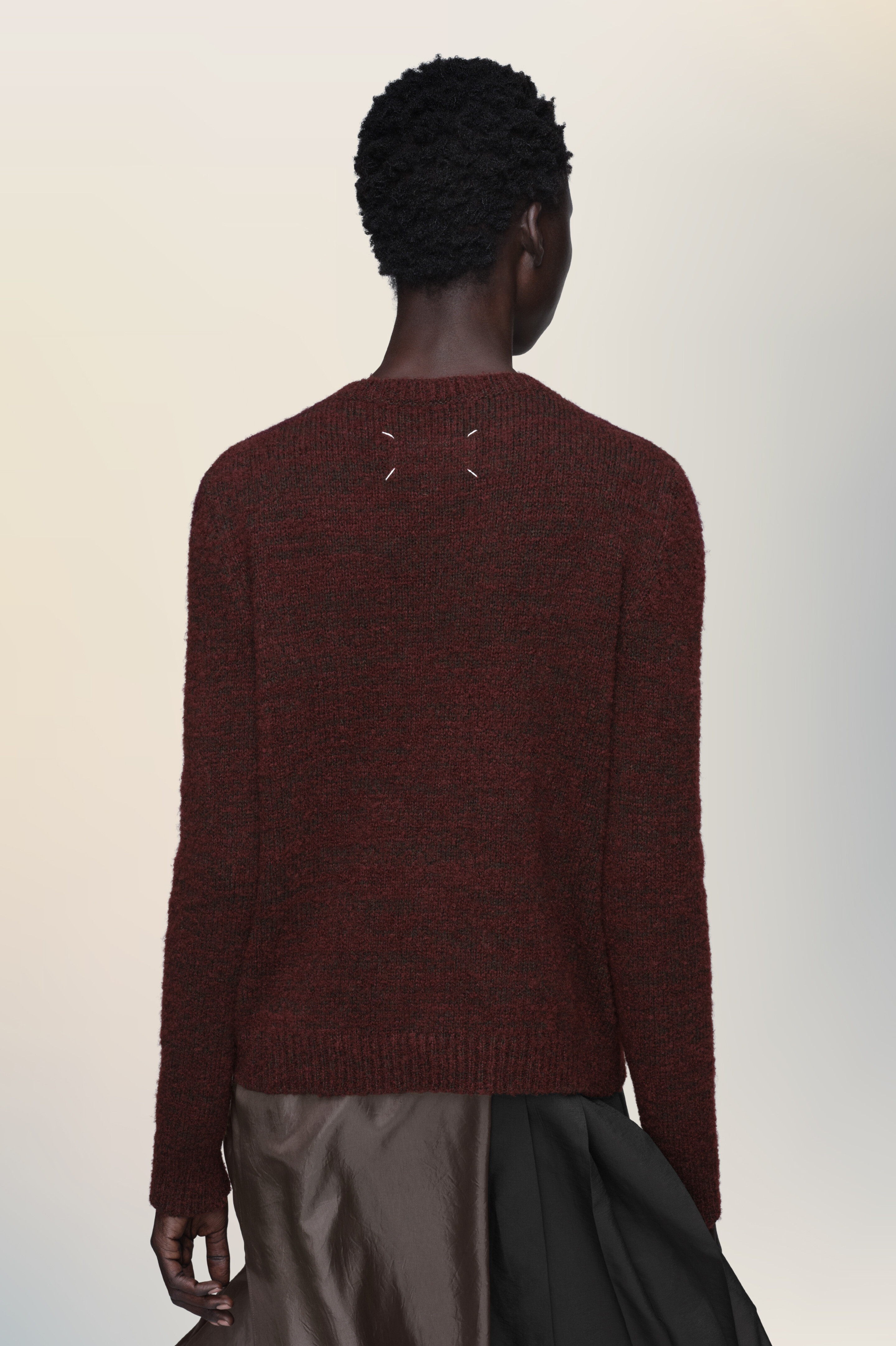 Haut en maille à col rond rouge en laine pour femme