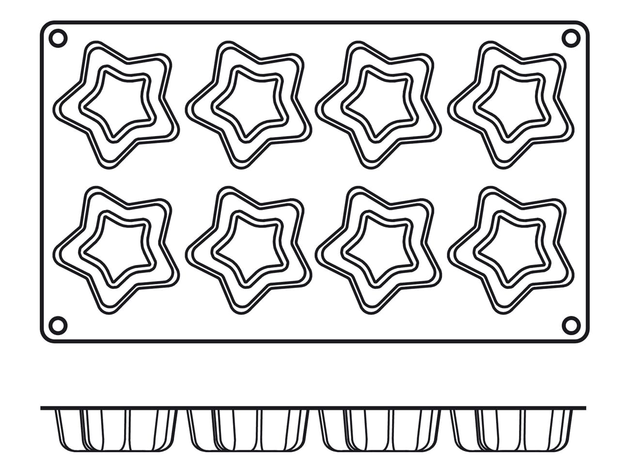 Moule silicone Silicon Flex - 8 étoiles Ø 7 cm - 30 x 17,5 cm - Silikomart