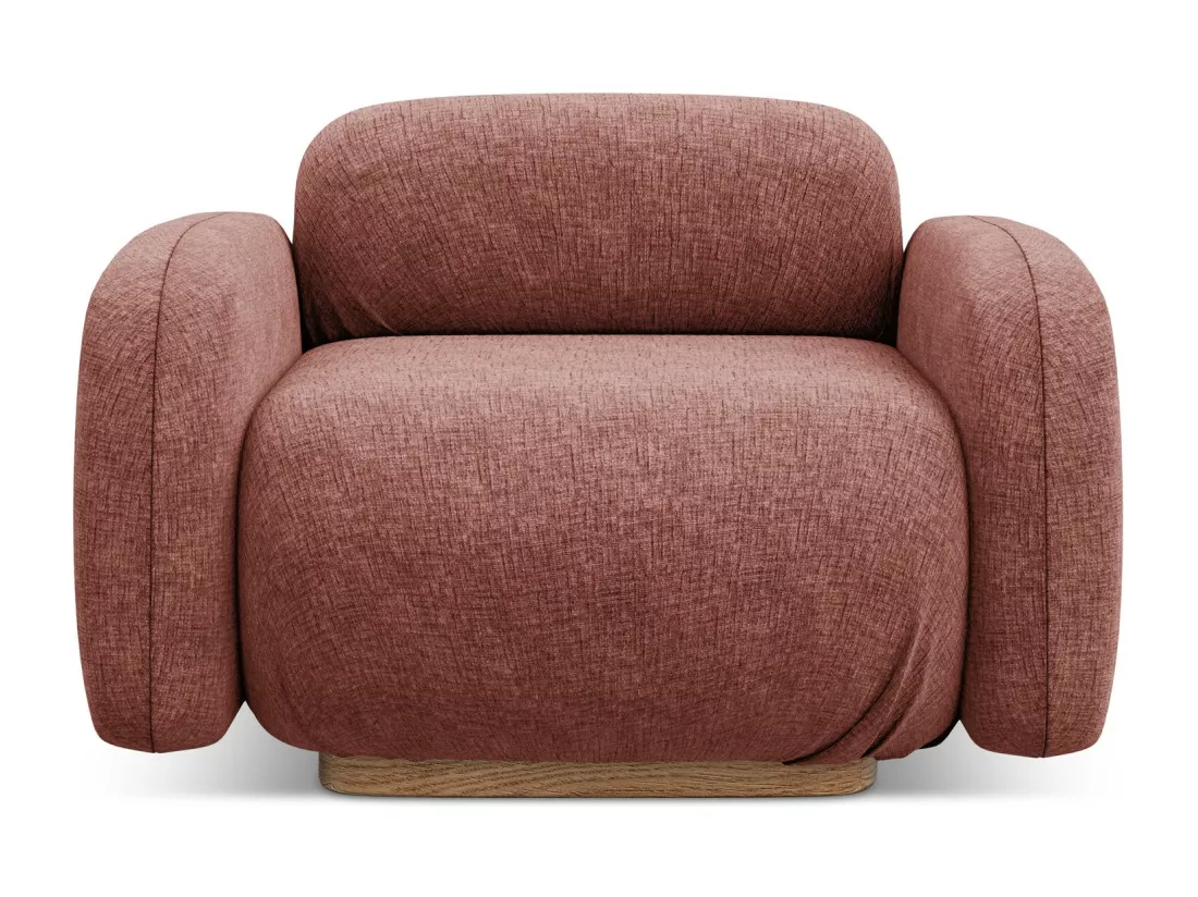 Fauteuil en tissu chenille - rose sourd - AILANI