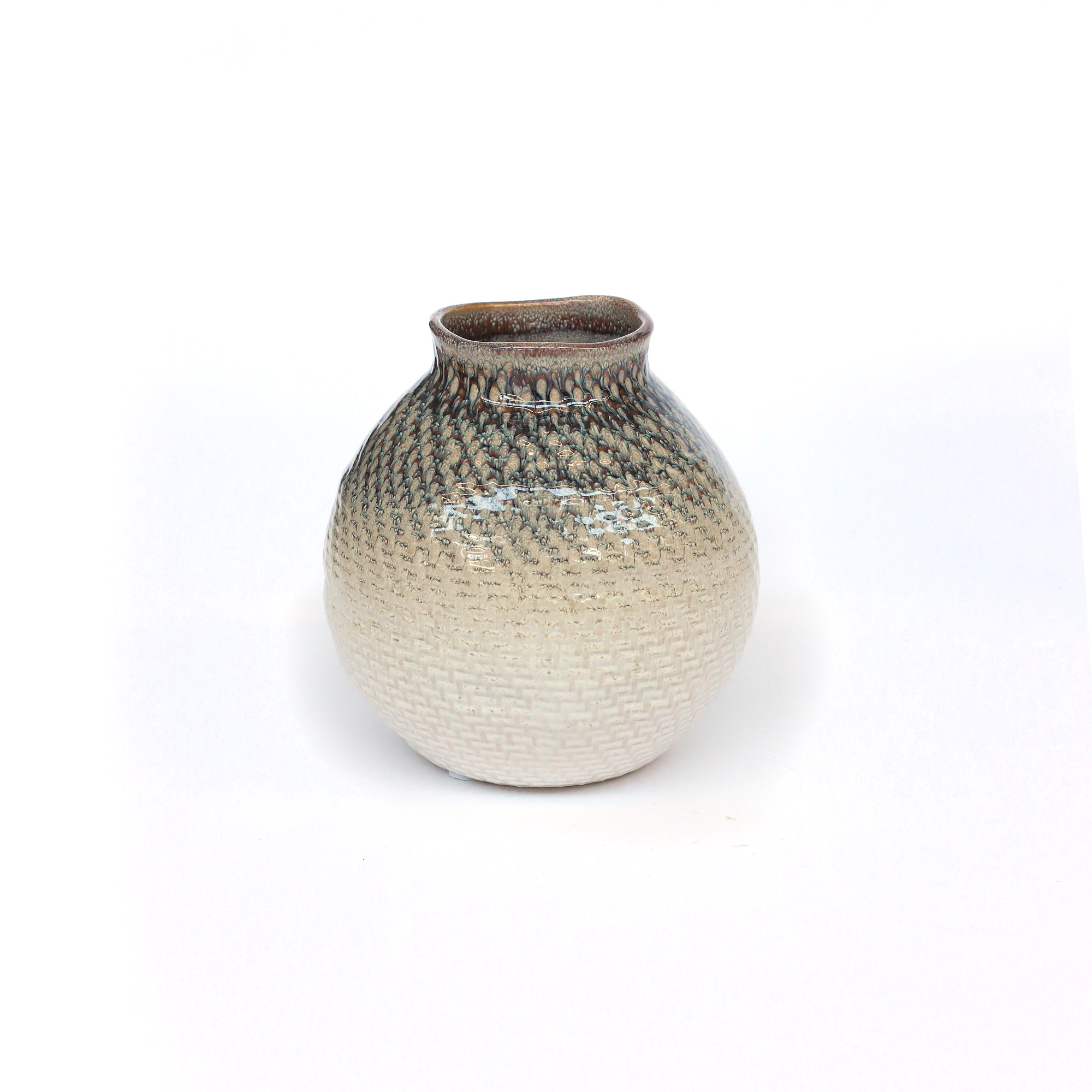 Keramikvase 'Hedes', braun-weiß, H 18,5 cm, Ø 18 cm von fischer's lagerhaus
