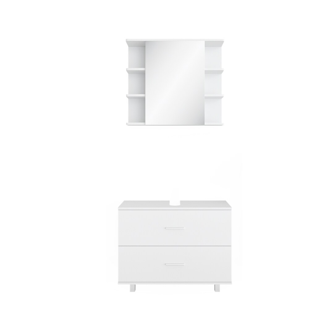 VICCO Badmöbel Set ILIAS WeißBad Spiegel Unterschrank Badschrank
