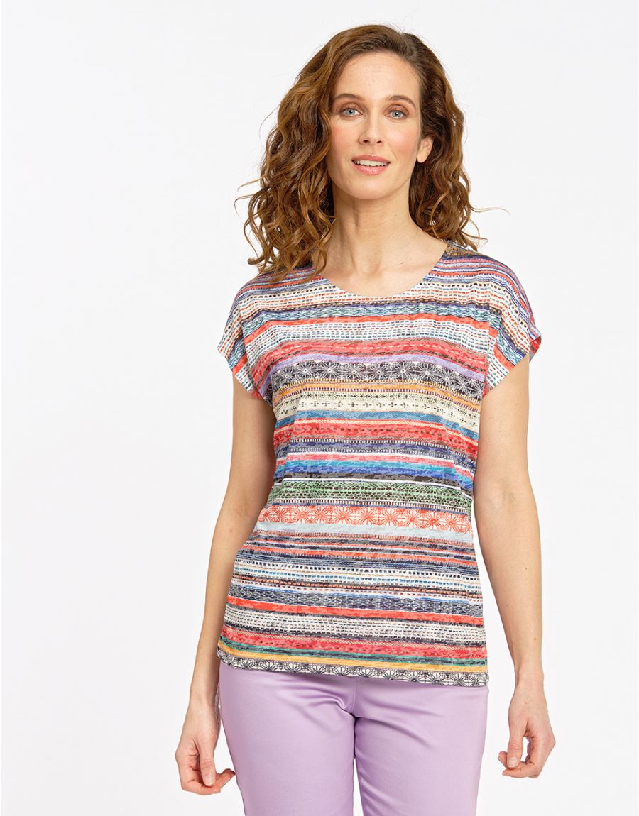T-shirt rayé multicolore