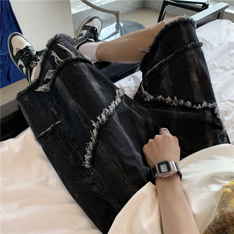 Cowpow - Mid Rise Washed Denim Shorts