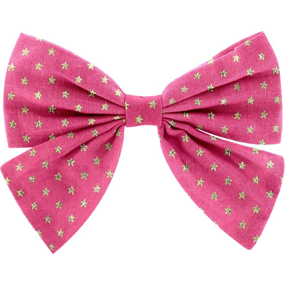 Barrette Noeud Papillon Etoile Or Fuchsia