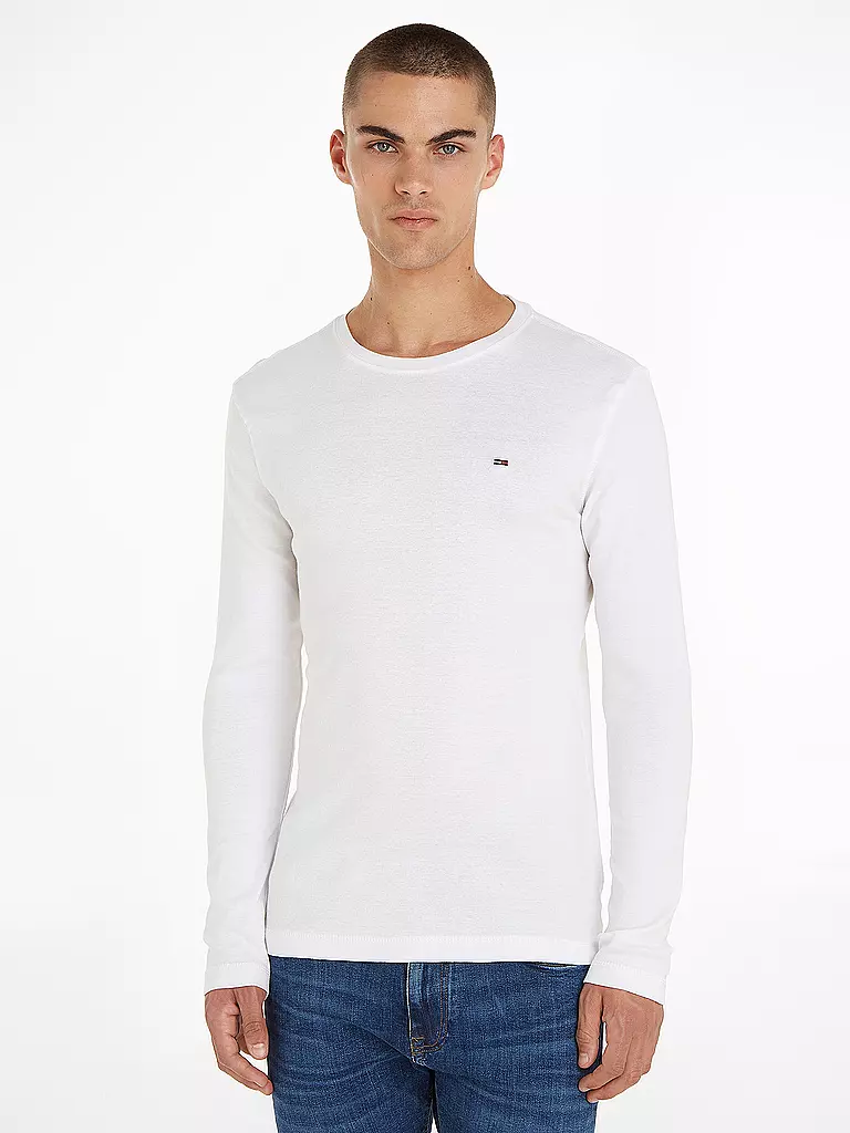 TOMMY JEANS Langarmshirt  Slim Fit weiss