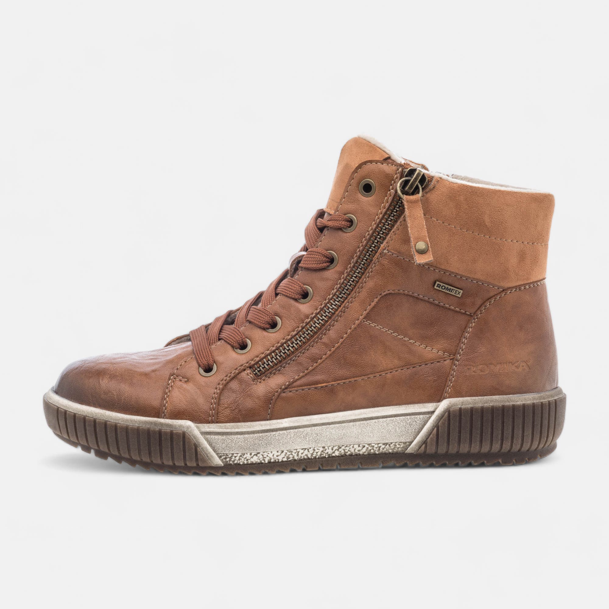 Baskets hautes Femme cognac