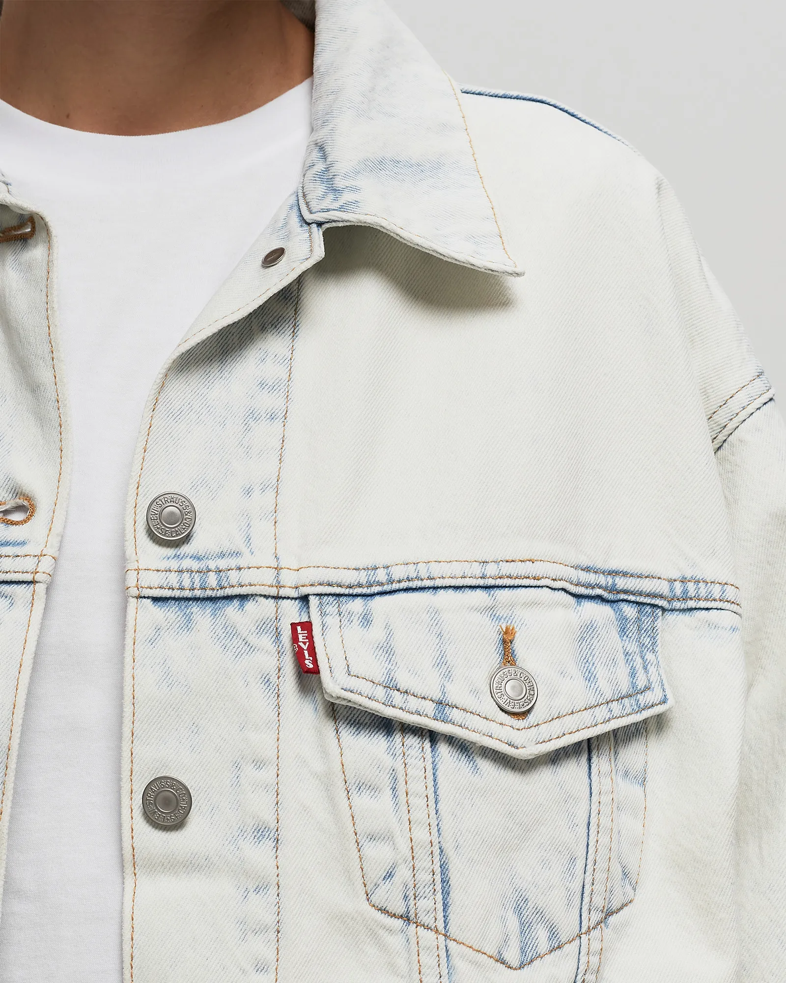 Levis 90S TRUCKER LIGHT INDIGO - WORN IN