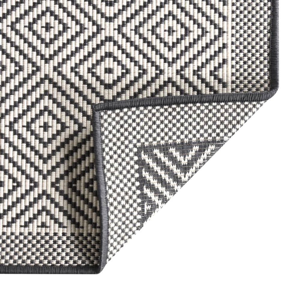 Tapis d'extérieur gris et blanc 100x200 cm design réversible